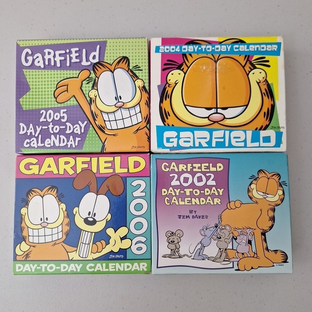 Lot Of 4 Vtg 2000s Garfield The Cat Daily Calendar Collect Craft Scrapbook Art